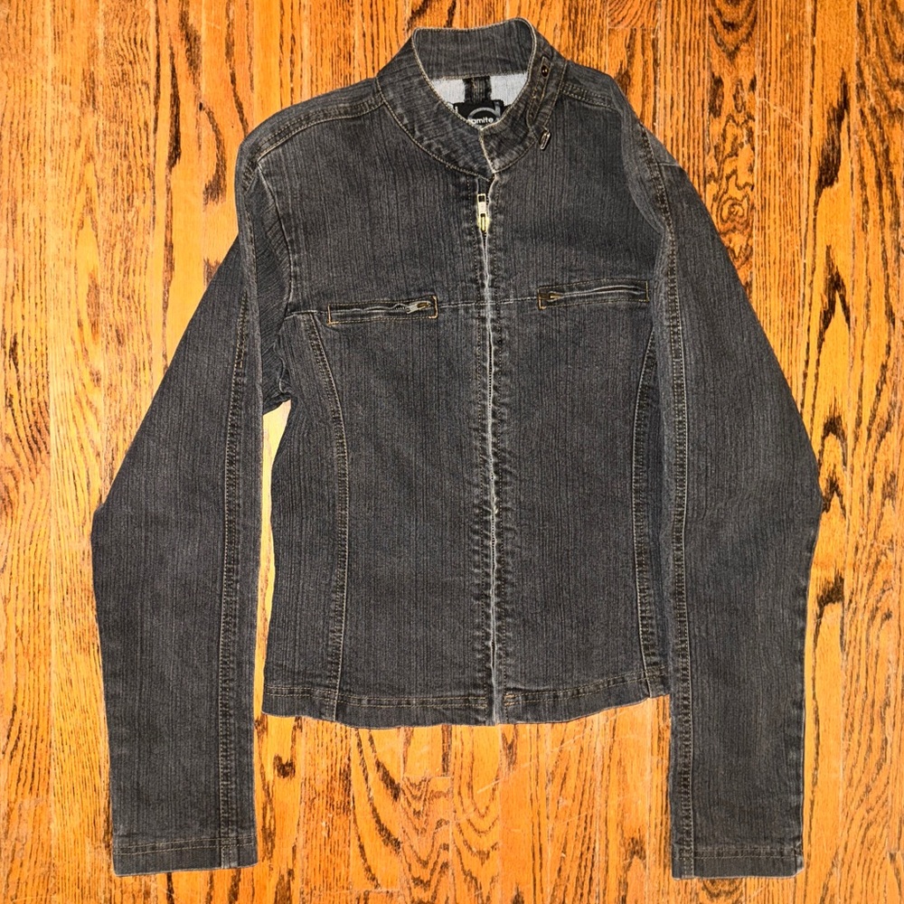 Y2K Dynamite Gray Moto Soft Denim Jacket - size M